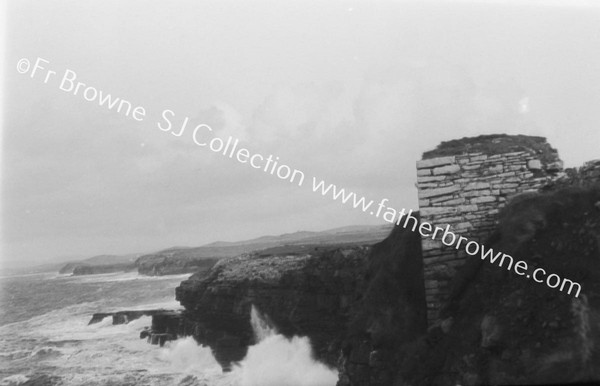 KILBARRON CASTLE (HOME OF O'CLERY) MASONARY ON EDGE OF CLIFF